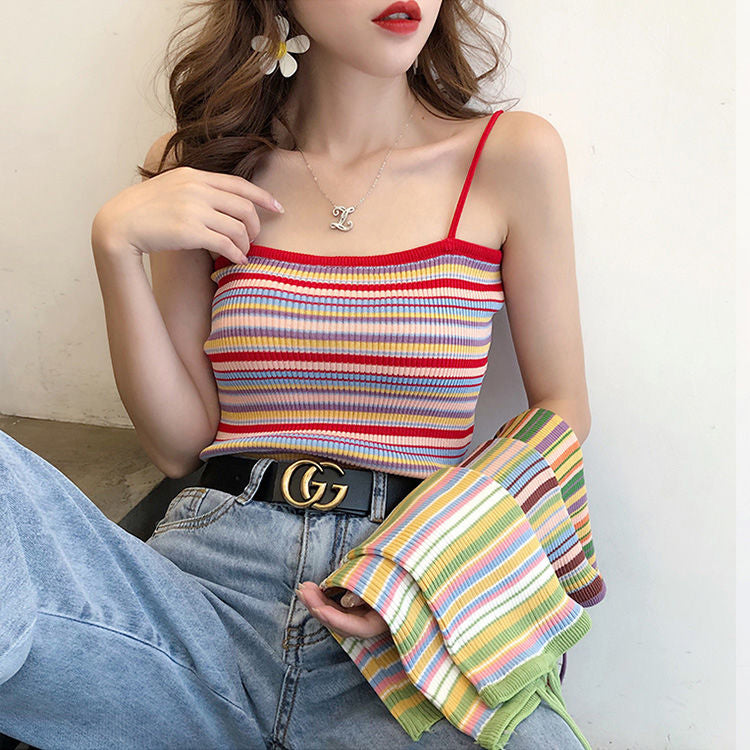 Colorful Striped Camisole Tank Tops