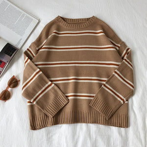 Vintage Striped Style O-Neck Sweater