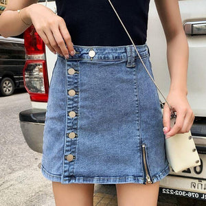 Zipper Button A-Line Sexy Skirt Jeans – Tomscloth