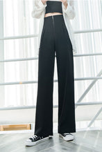 High Waist Wide Leg Zip Elegant Office Pants