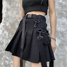High Waist Punk Belt Pocket Pleated Skirts