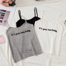 It's Your Loss Baby Printed Knitting Halter Tank Tops