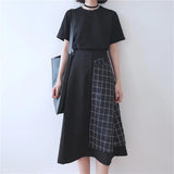 Half Color Plaid Skirt