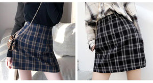 Vintage A-line High Waist Plaid Skirt