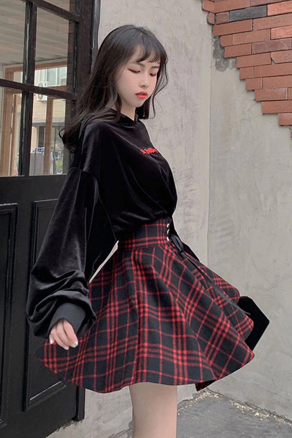 High Waist Lace Up Plaid Gothic Style Skirt – Tomscloth