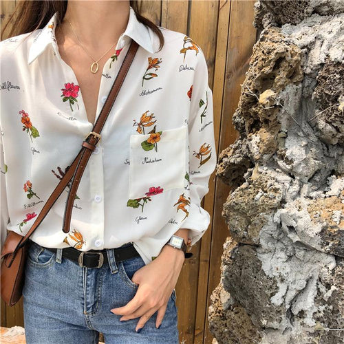 Retro Flower Printed Shirt