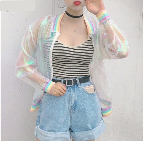 Transparent Jacket Laser Rainbow Symphony Hologram 