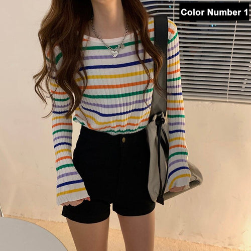 Long Sleeve Striped Colors Sweater