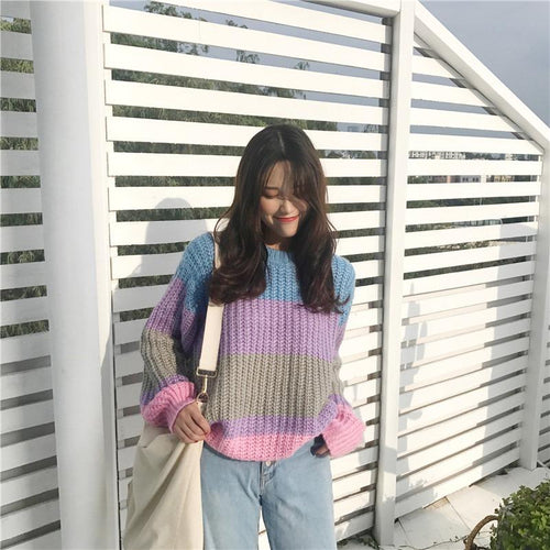 Sweet Color Striped Sweater