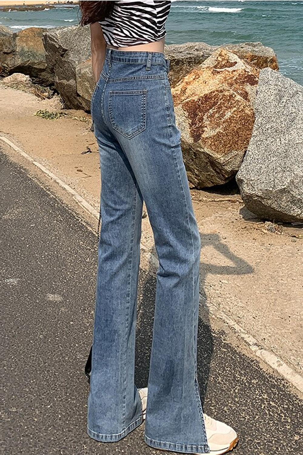 High Waist Split Cut Leg Flare Jeans – Tomscloth
