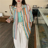 Retro Striped Vintage Blouse Shirt