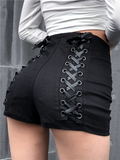 High Waist Criss-Cross Gothic Shorts