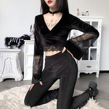 Sexy Lace Flare Sleeve V-Neck Gothic Shirt