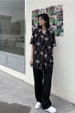 Heart Printed Pattern Hip Hop Gothic Blouse Shirt