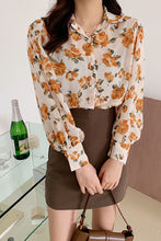 Flower Pattern Chiffon Blouse Shirt