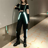 High Waist Reflective Style Joggers Sweatpants