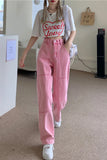 High Waist Long Pink Casual Jeans Pants