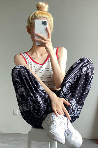 High Waist BOHO Printing Pattern Loose Sweatpants