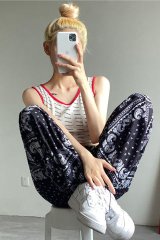 High Waist BOHO Printing Pattern Loose Sweatpants