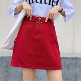 High Waist Skirt A-Line With Belt