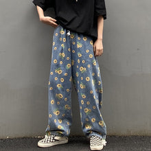 Sunflower Printed Loose Wide Leg Jeans
