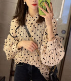 Retro Polka Dot Style Long Sleeve Blouse Shirt