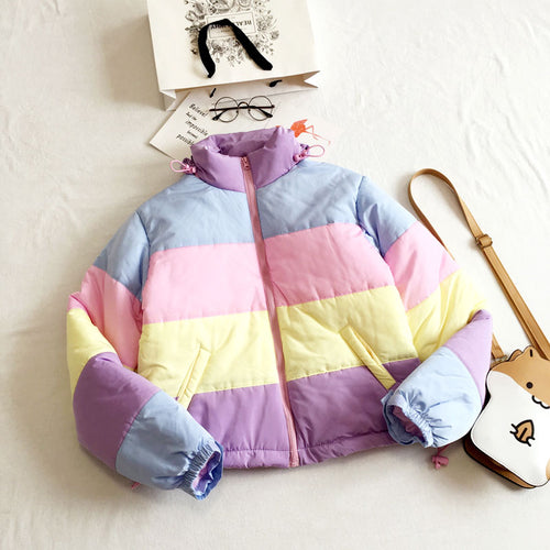 Oversized Rainbow Coat Parkas 