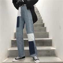 High Waist Jeans Contrast Color Pants