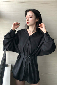 Long Sleeve Elegant Black Blouse Shirt