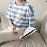 Weather Embroidered Candy Striped Color Shirt