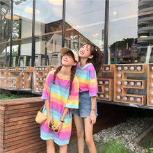 Contrast Rainbow Stripe Loose Shirt