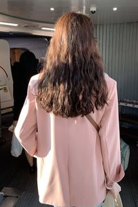 Long Sleeve Pink Solid Elegant Blazers