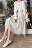 Long Sleeve Mesh Elegant Sweet Midi Dress