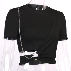 Sexy Hollow Out Chain Gothic Shirt