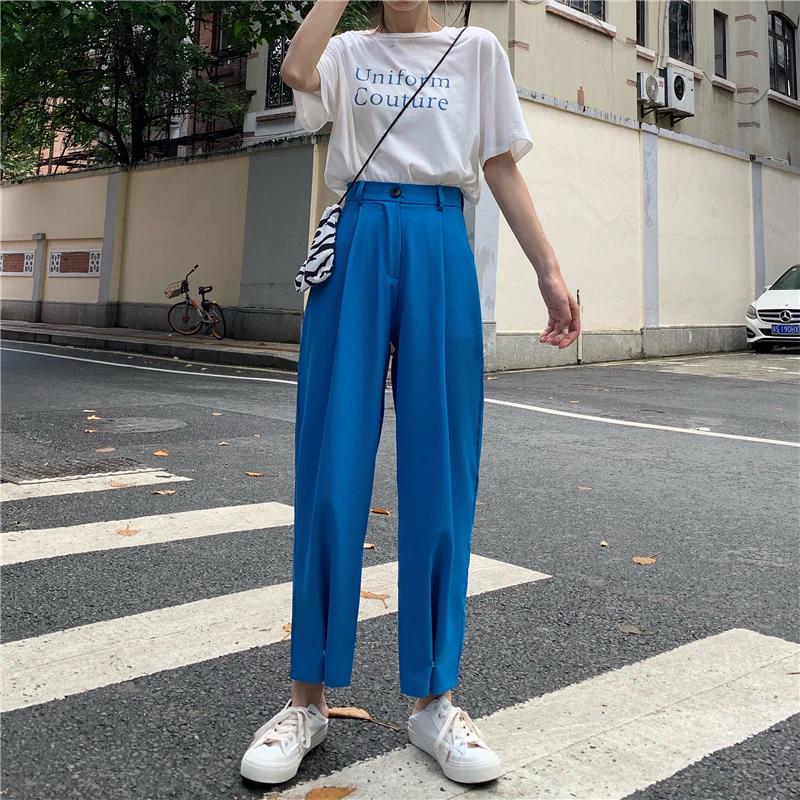 Simple Casual Ankle Length Wide Leg Pants