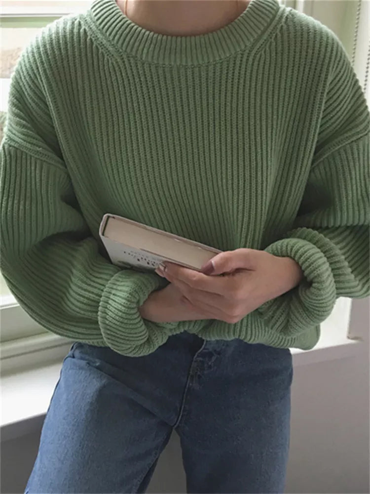 Long Sleeve Vintage O-Neck Sweater