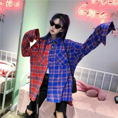 Multicolor Combination Plaid Shirt