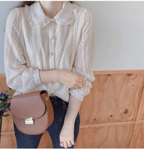 Doll Collar Long Sleeve Chiffon Blouse Shirt