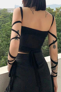 Lace Up Gothic Bodycon Crop Tops