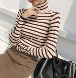 Turtleneck Knitted Striped Sweater
