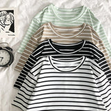 O-Neck Stripes Casual Loose Shirt