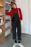 Vintage Black Loose Denim Jumpsuits