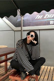 Loose Black White Striped Sweatshirt