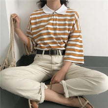 Vintage Stripes Loose Style Turn Down Collar Shirt