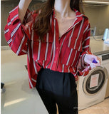 Loose Striped Oversize Blouse Shirt