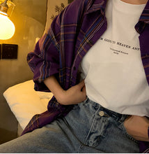Loose Casual Purple Plaid Long Sleeve Shirt