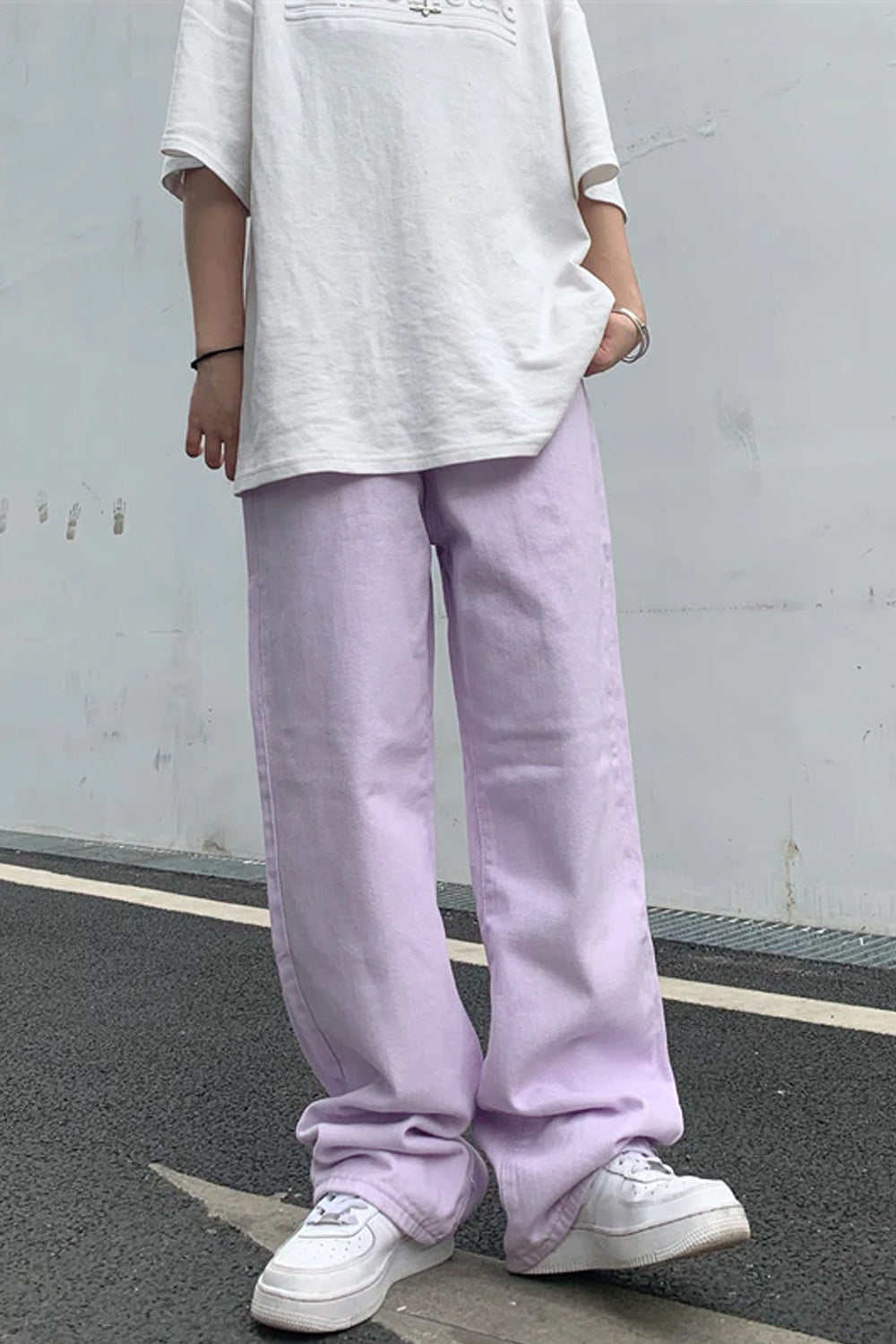 High Waist Casual Purple Wide Leg Jeans Pants – Tomscloth