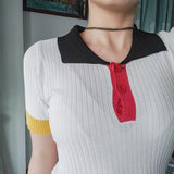 Contrast Color Knitting Polo Shirt