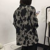 Gothic Tie Dye Pattern Long Sleeve Blouse Shirt