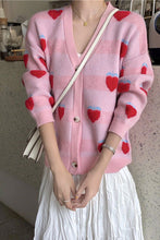 Strawberry Pattern V-Neck Knitted Cardigan Sweater